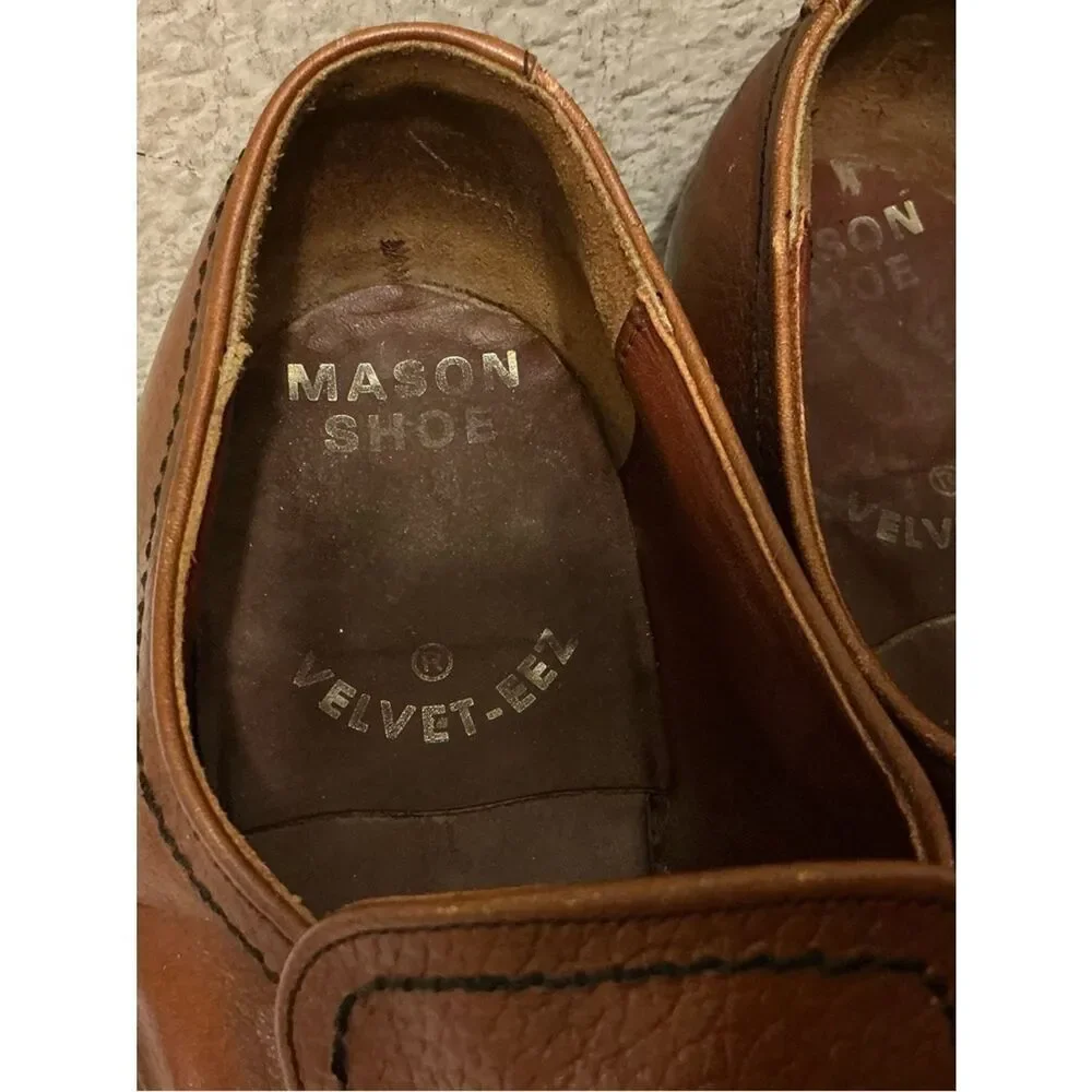 Vintage Mason shoe velvet horse bit Men's Brown Leather Slip-On Dress Shoes 12 B
